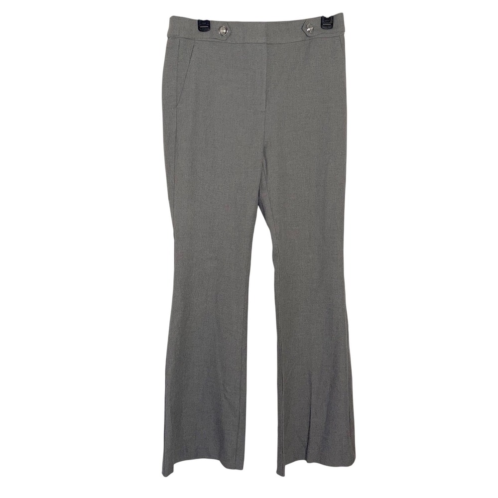 Loft Gray Flared Dress Pants Silver Crest Button Accents Size 6 NWT MSRP $89.95